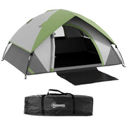 Tenda da Campeggio 2 Posti con Finestra a Rete ¨C Zephmum ¨C Poliestere, Fibra di Vetro, PE, Grigio e Verde, 210x150x110 cm