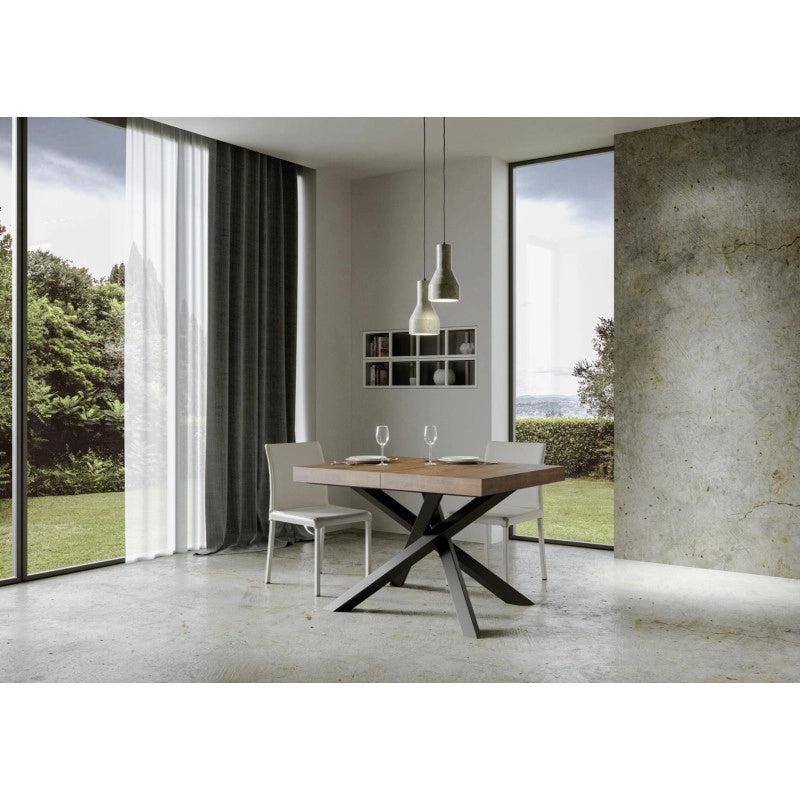 Tavolo allungabile 130/390x90 cm Volantis Premium telaio Antracite - Noce