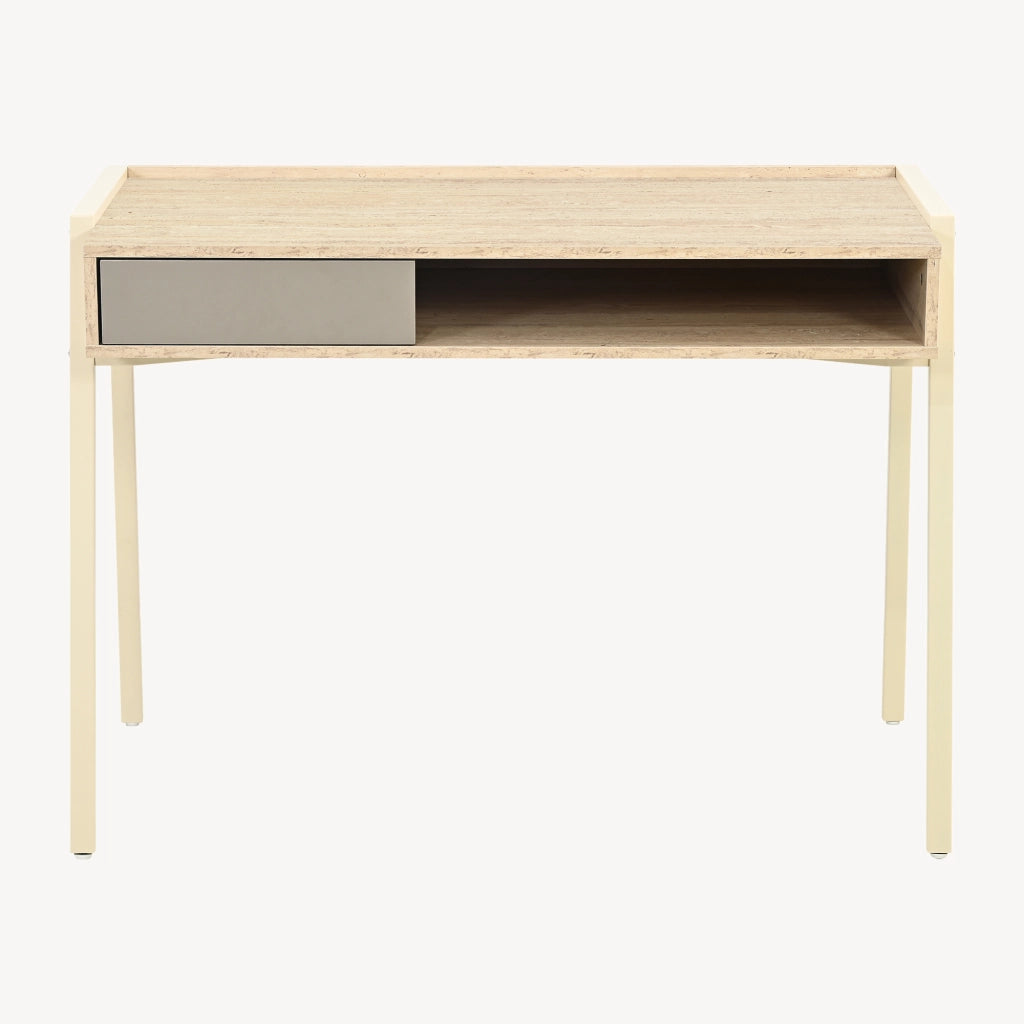 Scrivania Boderas con Vano Aperto e Cassetto 107 x 55 x 78 cm Beige / Travertino [en.casa]
