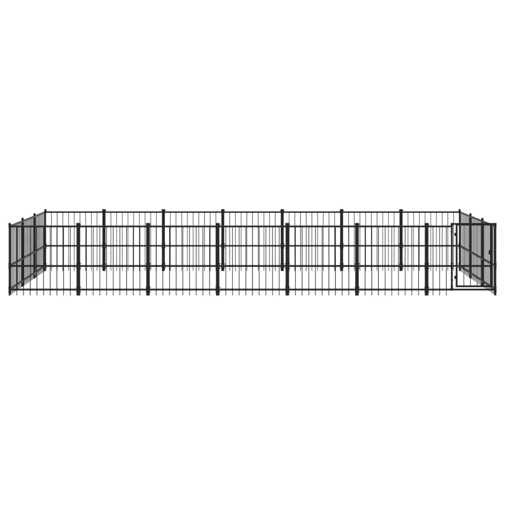 Gabbia per cuccia recinto per animali da esterno per cani in acciaio 19,76 m² nero 02_0041814