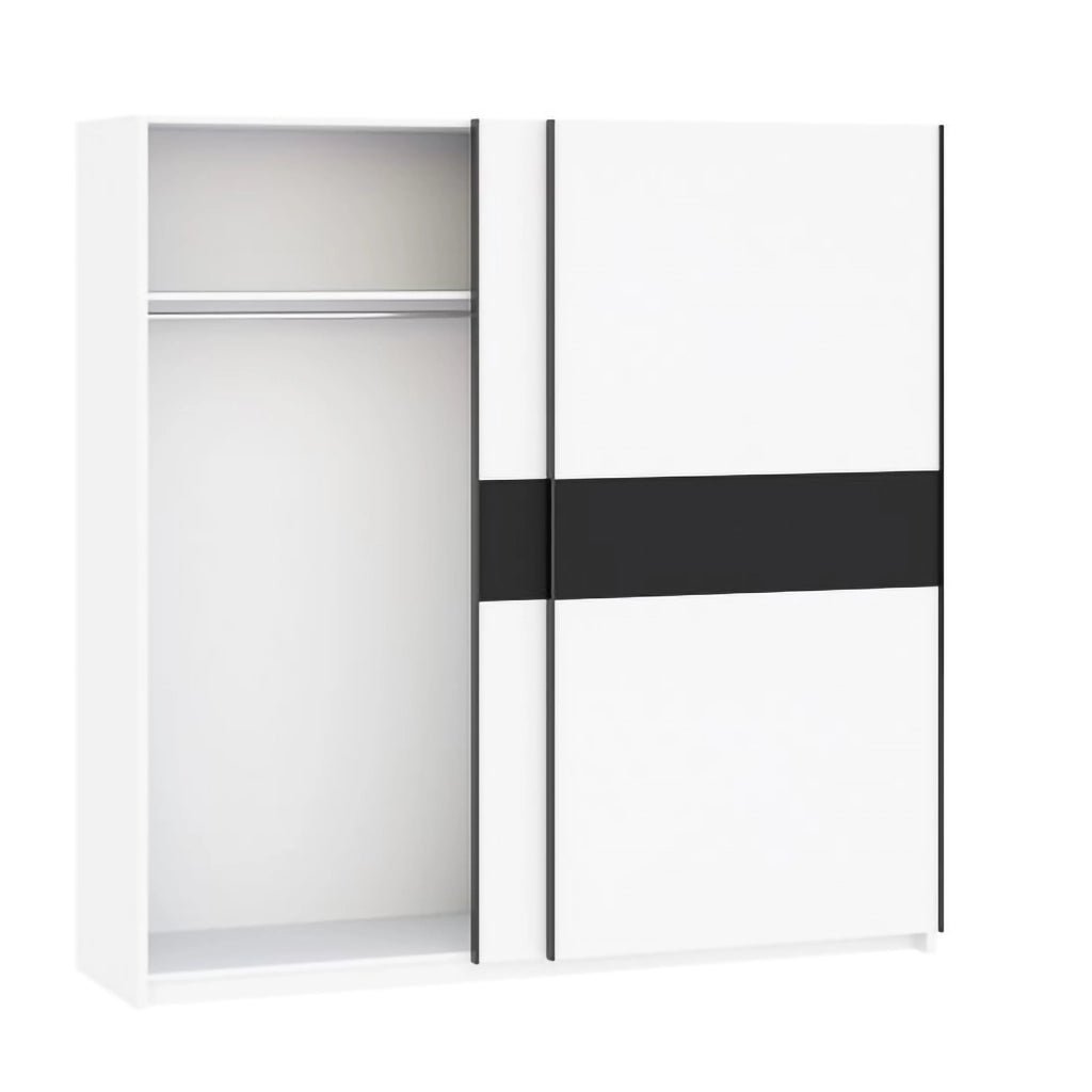 Armadio Camera da Letto Nalika, Guardaroba 2 Ante 2 Ripiani, 200x204h cm Bianco
