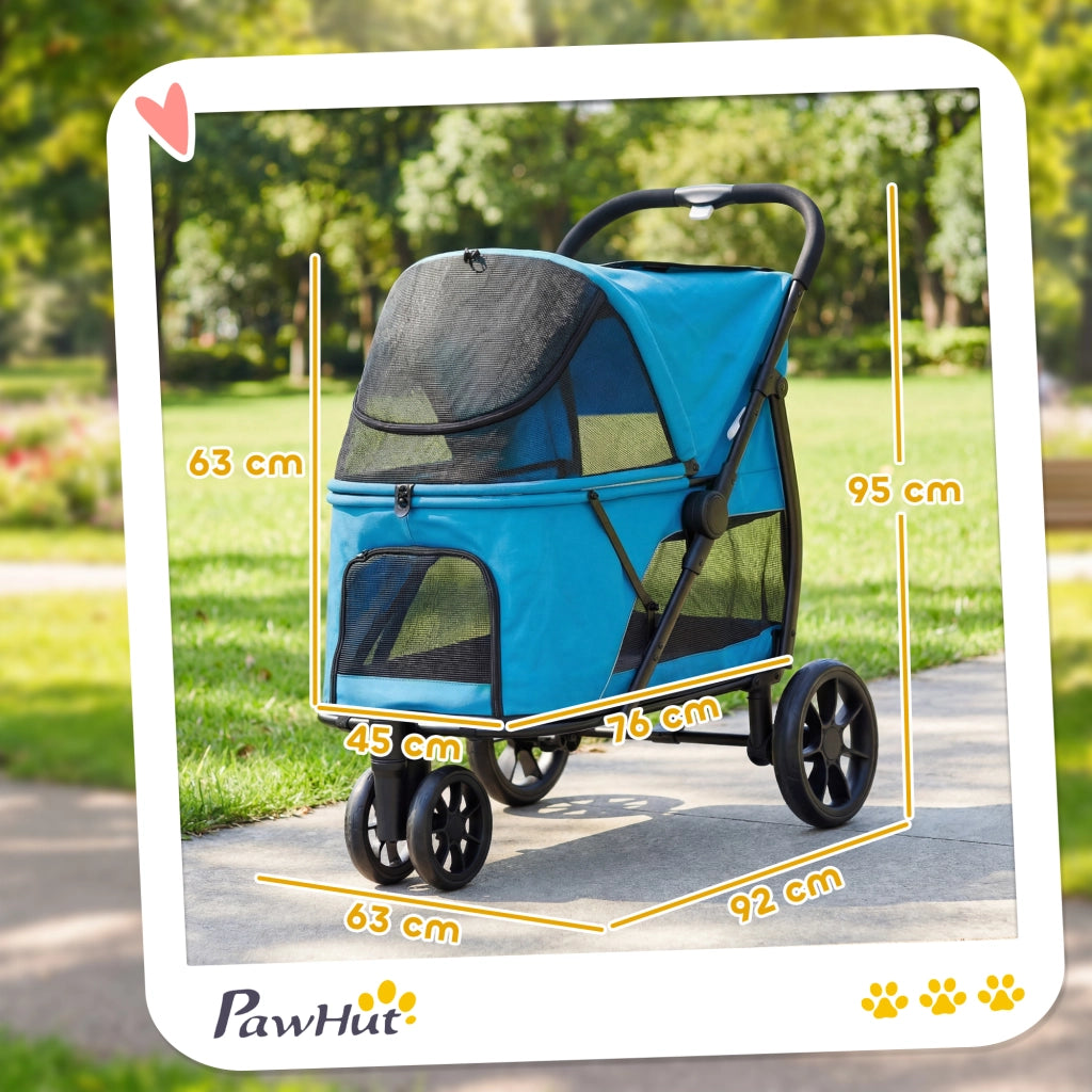 Carrello per Cani Pieghevole ¨C Zephmum ¨C Blu 92x63x95 cm