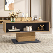 Tavolino da Salotto con Contenitore Bifacciale e Vano Interno; Design Moderno; in Truciolato; Grigio Rovere