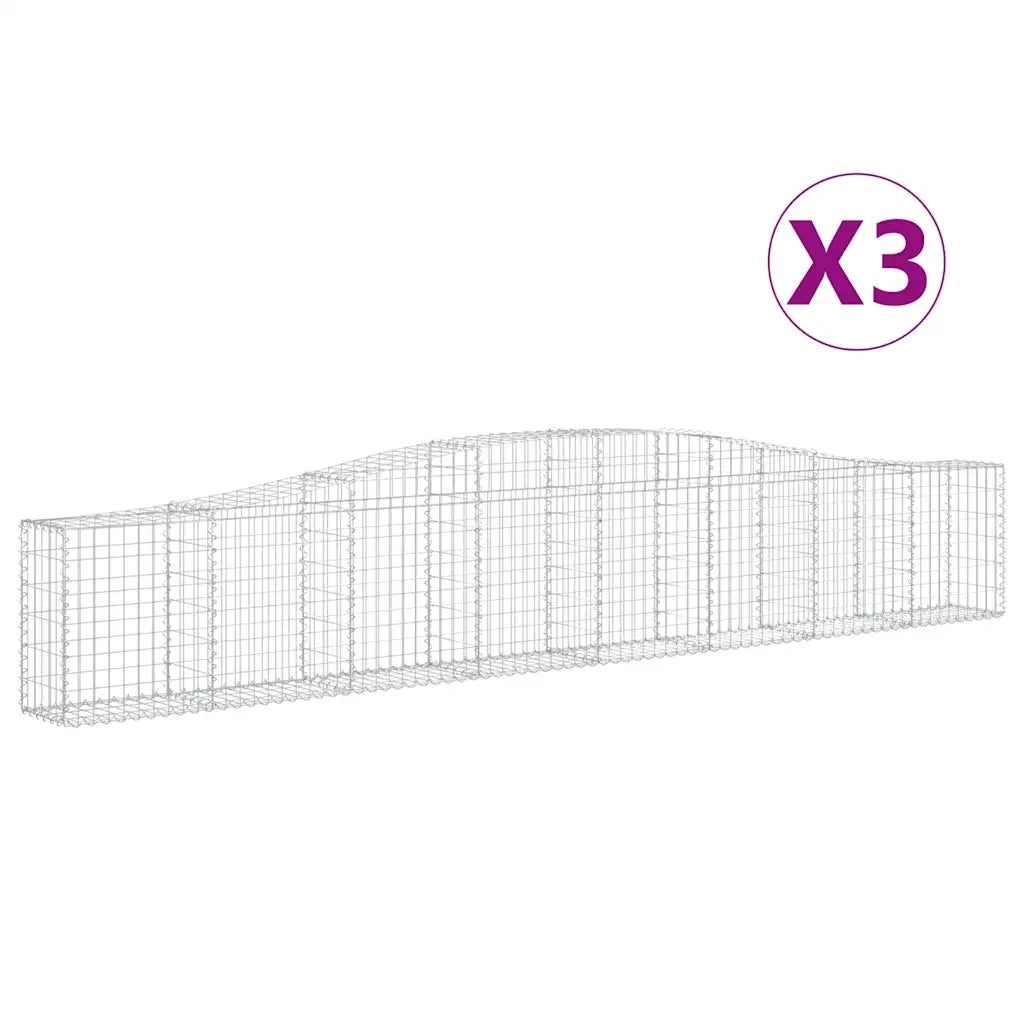 Cesti Gabbioni ad Arco 3 pz 400x30x60/80 cm Ferro Zincato 3145801