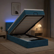Letto Ottomano con Materasso e LED Blu scuro 100 x 200 cm 3457195