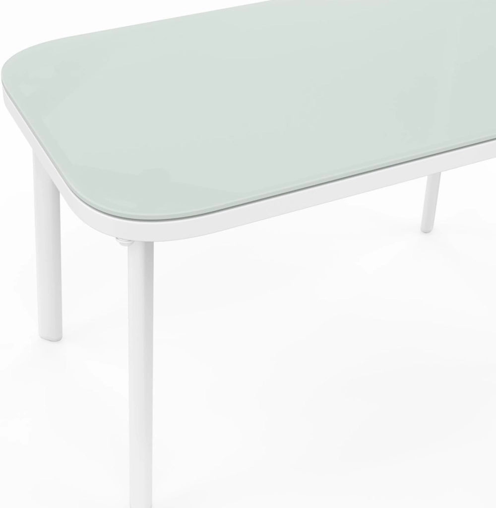 Set di mobili da Giardino Basso a 4 posti TOLEDE con Divano, poltrone e Tavolo in Bianco e Beige