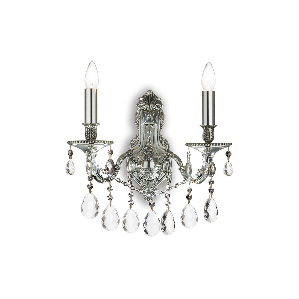 Applique Classica Gioconda Metallo-Cristallo Argento 2 Luci E14