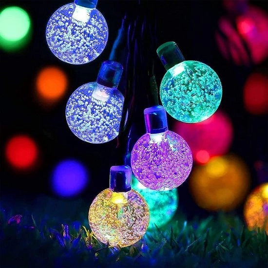 Fascia di illuminazione solare 12 m / 40 ft 66 led con 8 modi sfere cristalline per esterni - Multicolore