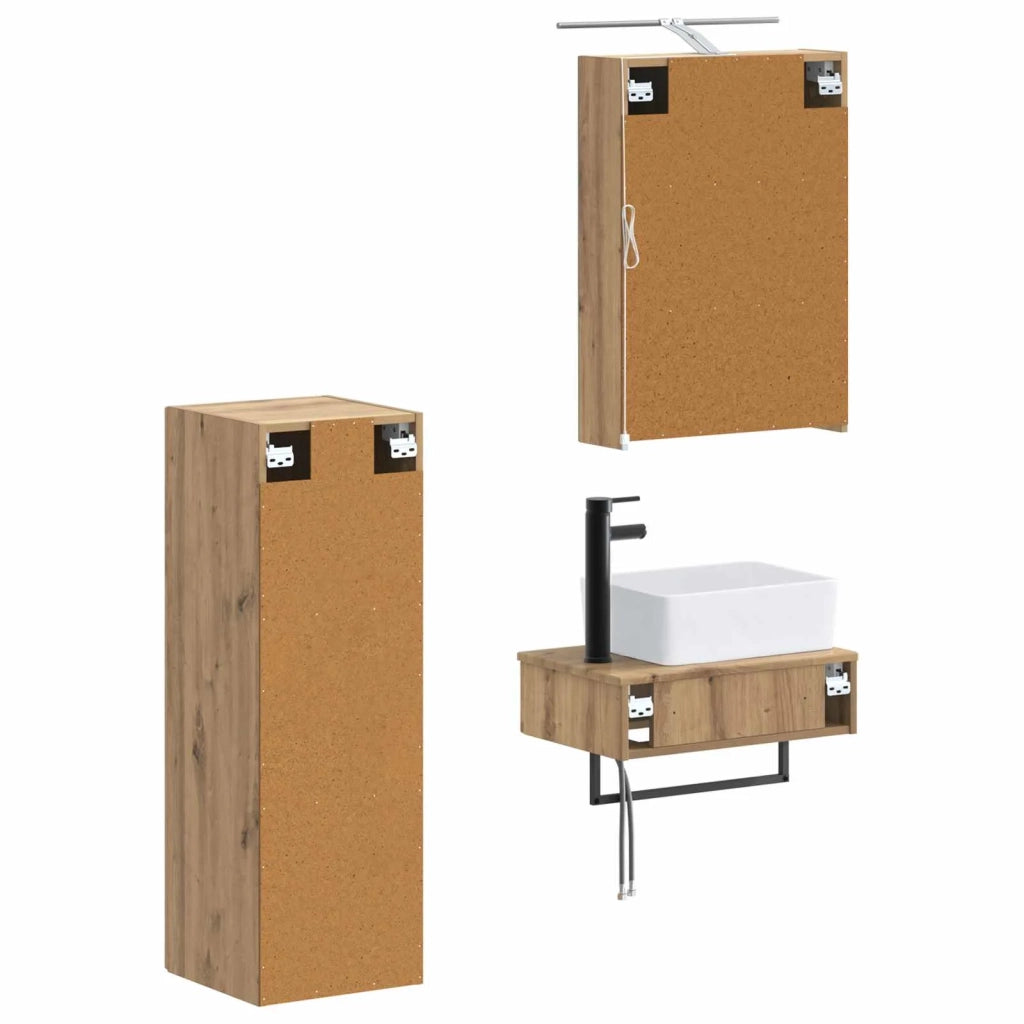 Set di Armadi da Bagno 4 pcs Rovere Artigianale 3407390