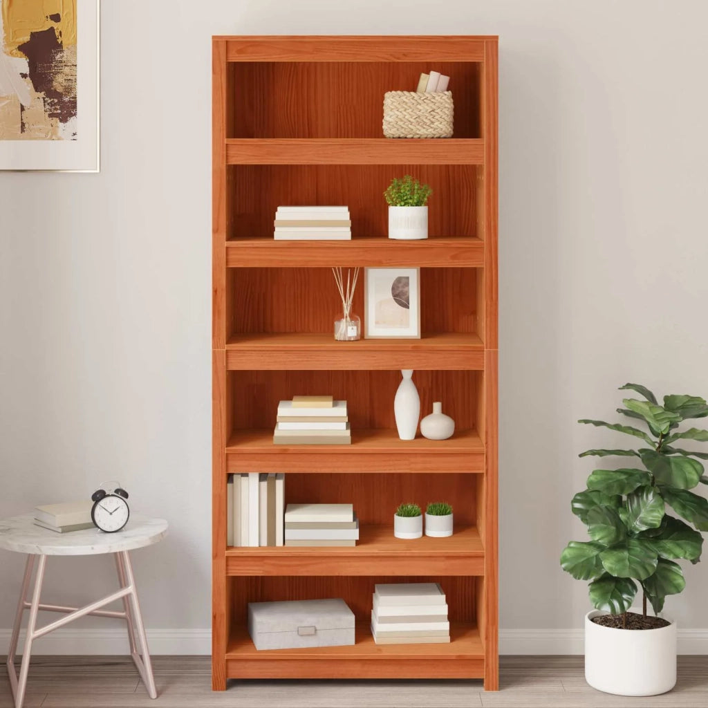 Armadio per Libri Marrone cerato 80 x 35 x 183 cm Pino massello 869976