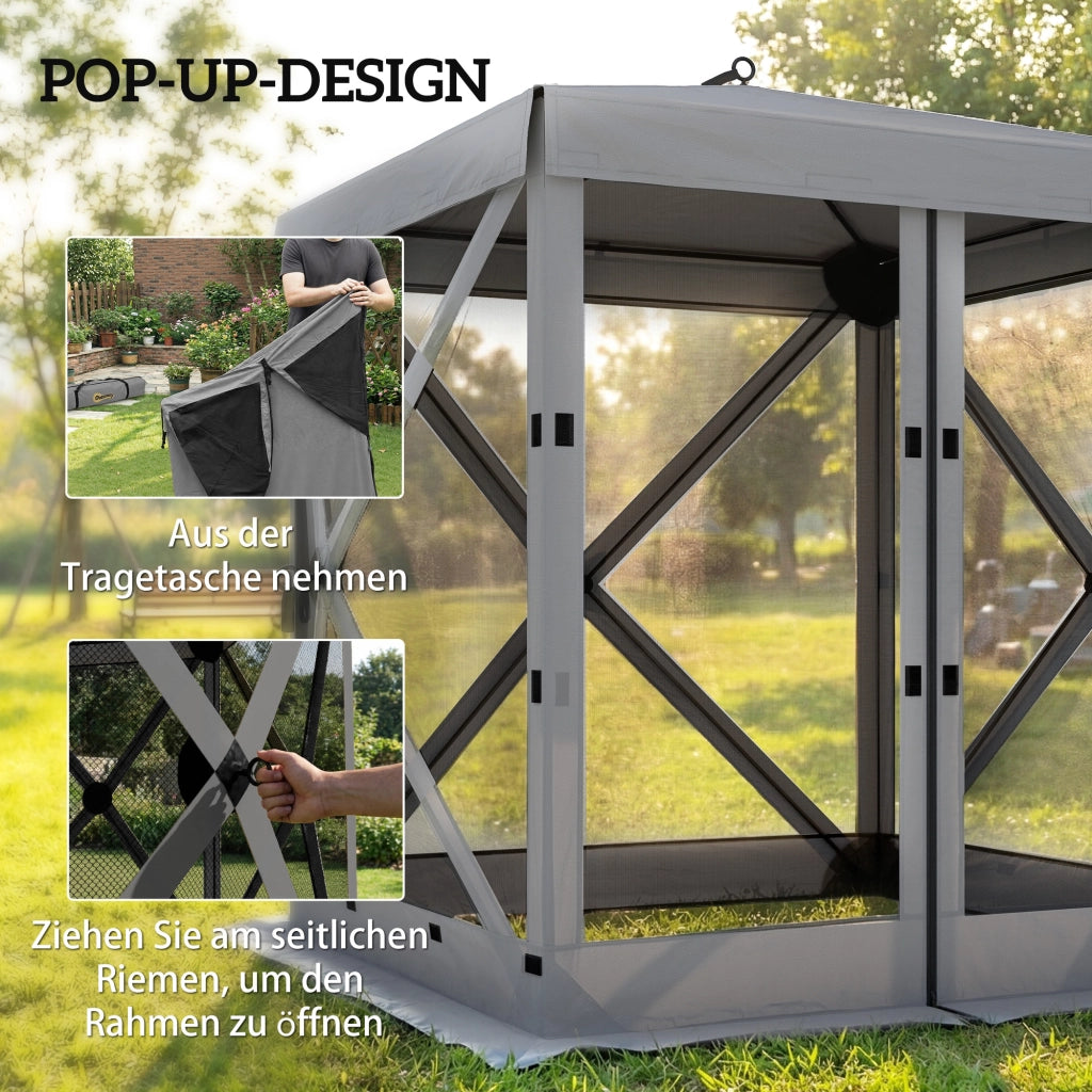 Gazebo Faltpavillon ¨C Zephmum ¨C 185x185 cm Grigio con 4 Pannelli Mesh
