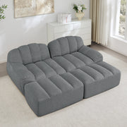 Divano Modulare 2 Posti con 2 Ottoman ¨C MINIMAL ¨C Tessuto Morbido Grigio