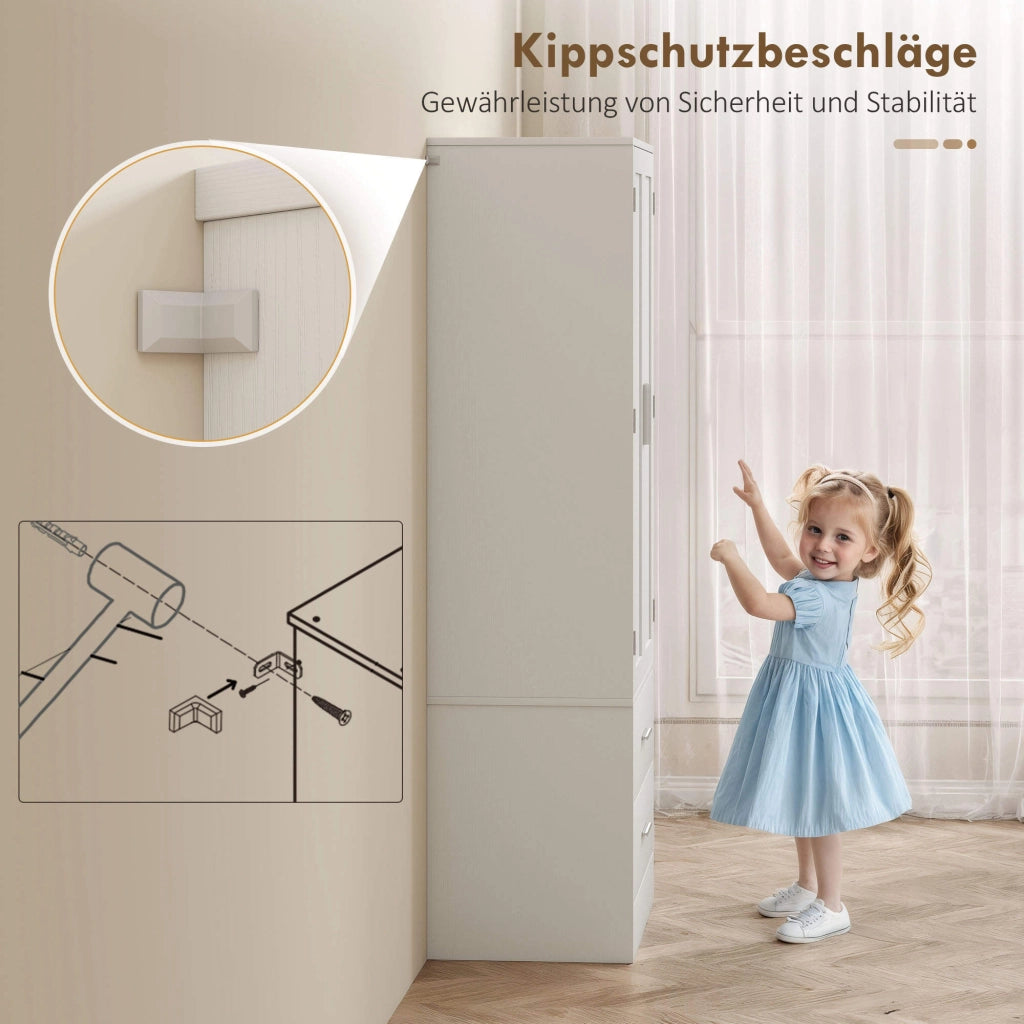 Armadio Cucina con Cassetti e Ripiani ¨C zephmum ¨C Bianco 159x