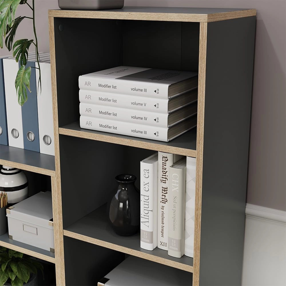 Libreria Tetrix, Antracite, 40 x 140 cm con 5 scomparti, per la conservazione di libri e decorazioni