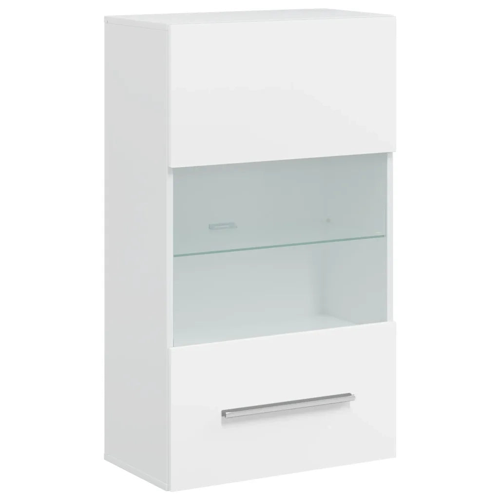Mobile TV a Parete con Vetrina 5 pz Illuminazione LED Bianco 243863