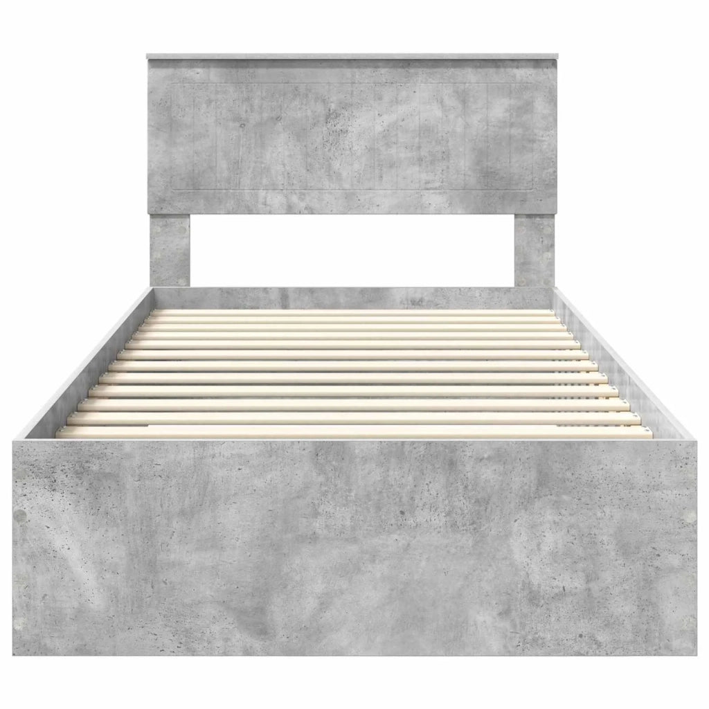 Letto singolo | Letto per adulti | Struttura del letto con testiera Grigio cemento 100 x 200 cm