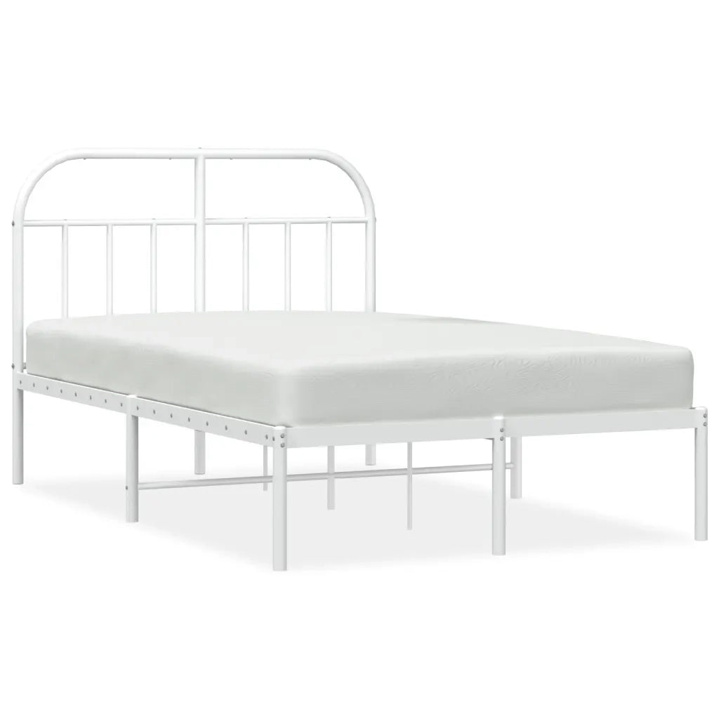 Letto matrimoniale | Letto per adulti | Giroletto con Testiera Metallo Bianco 120x190 cm