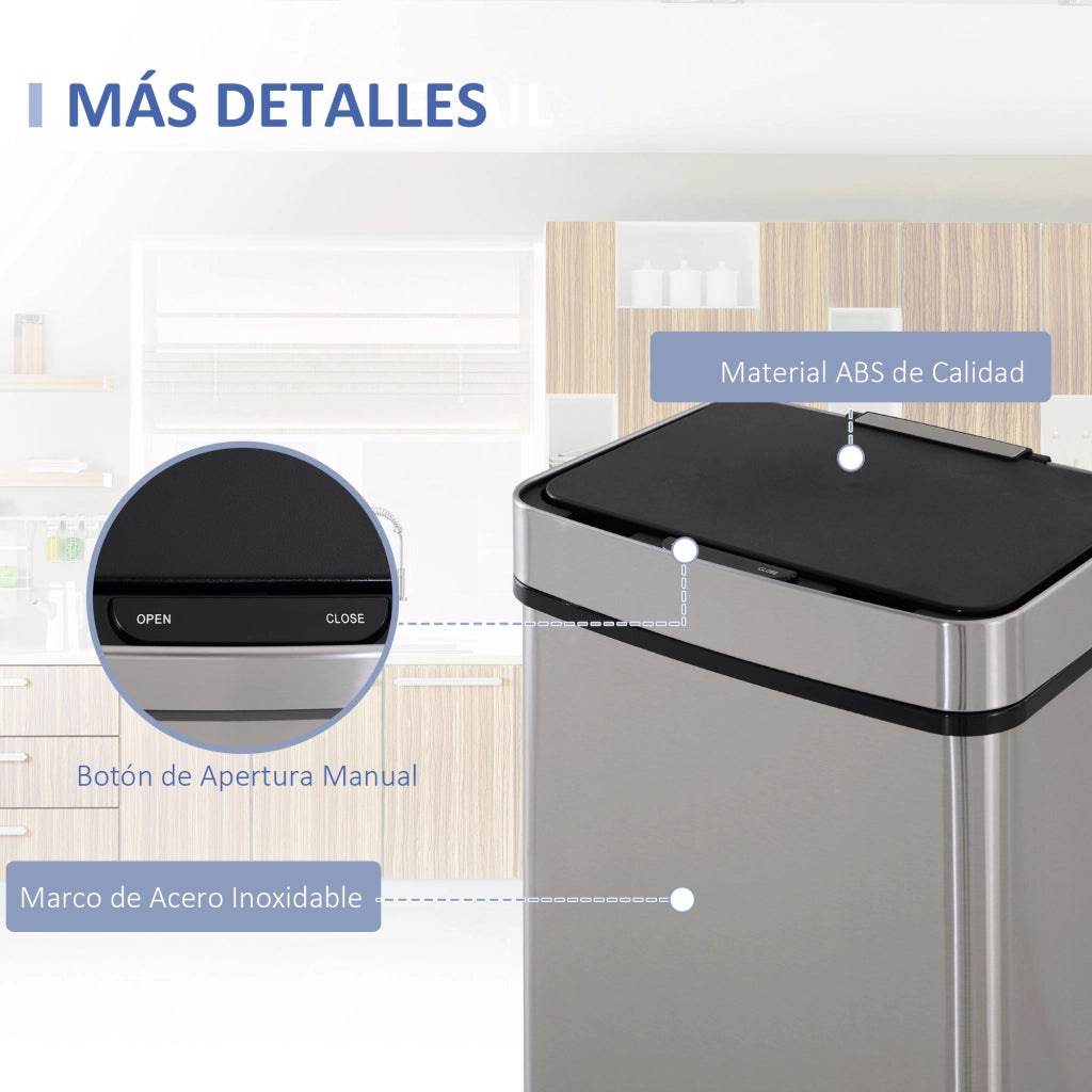 Cestino Rifiuti Cucina 72L con Sensore Apertura Automatica ¨C Minimal ¨C Grigio 42x30x81 cm