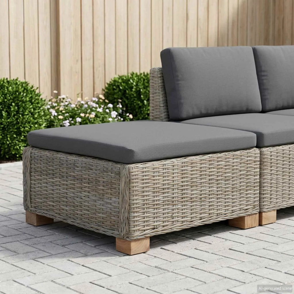 Poggiapiedi con Cuscino GENDT Rattan naturale Grigio Kubu 42034395
