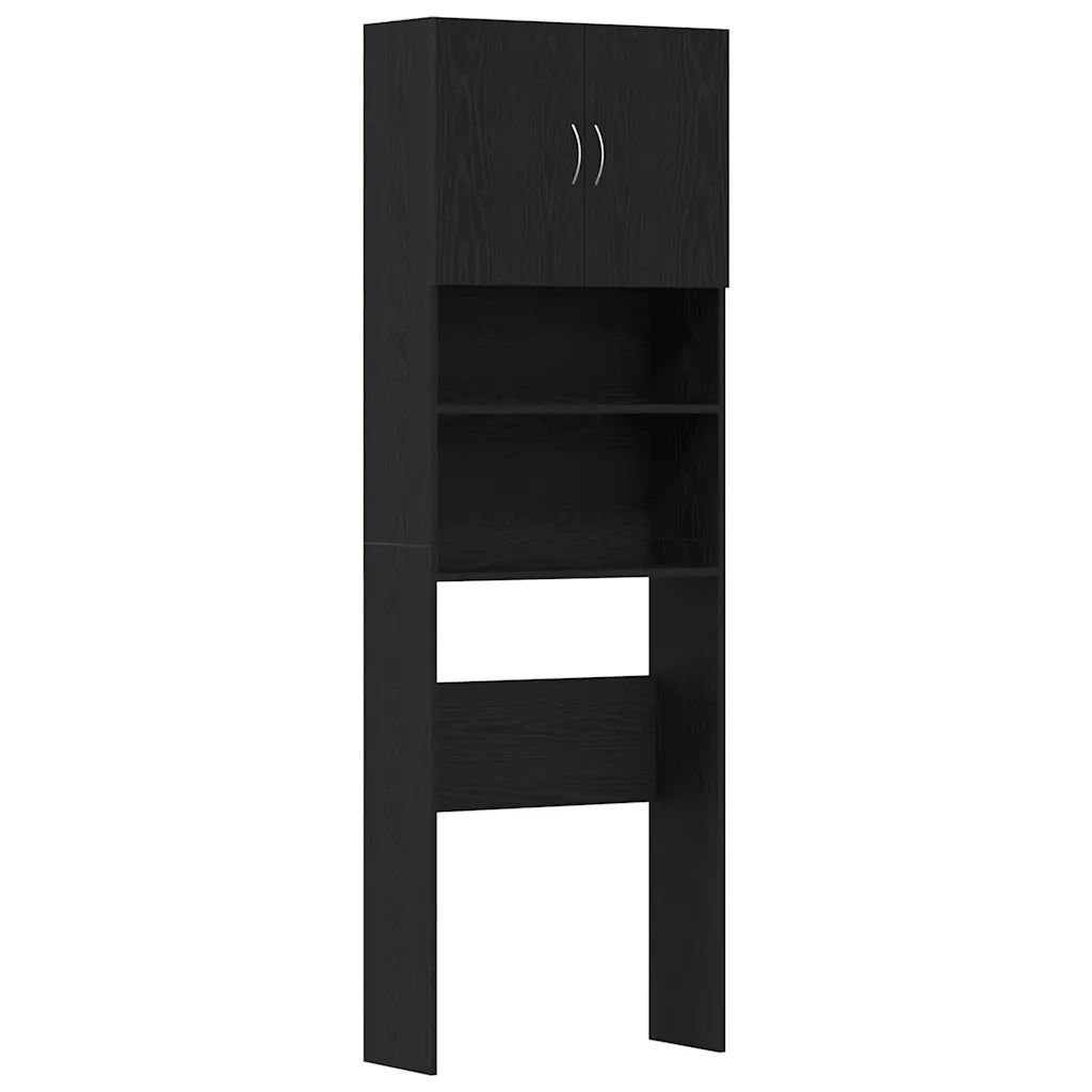 Mobile Lavatrice Rovere Nero 64x24x190 cm in Legno Multistrato 859128