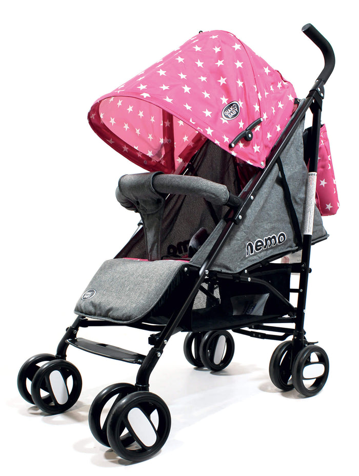 Passeggino Leggero per Bambini Pieghevole con Borsa Nemo Rosa con Stelle
