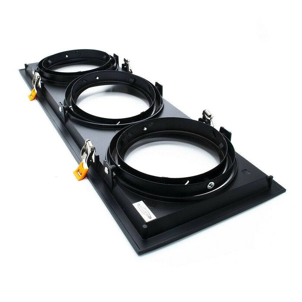 Trade Shop - Portafaretti Incasso Triplo Per Faretto Ar111 Rettangolare Orientabile P-ar111-3 - Nero