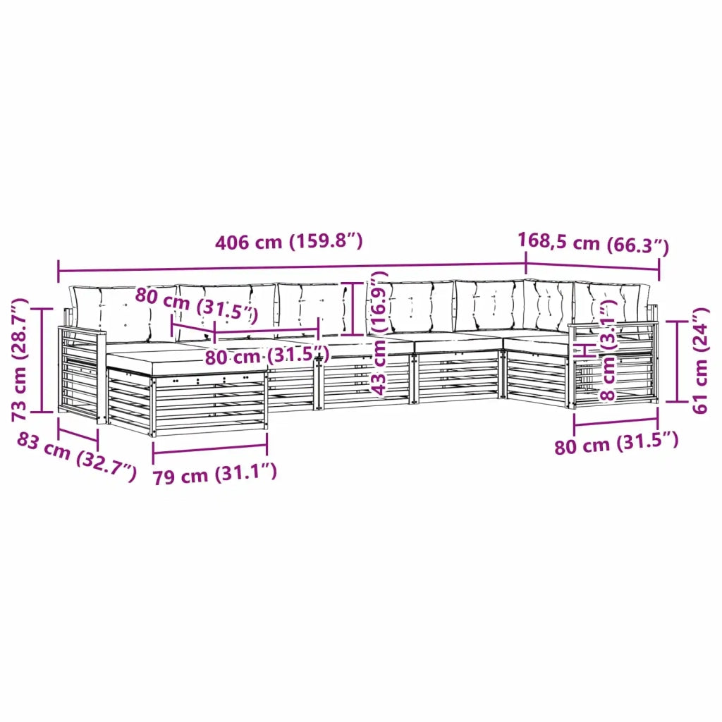 Set di divani da esterno 7 pz Bianco e Beige 3390858