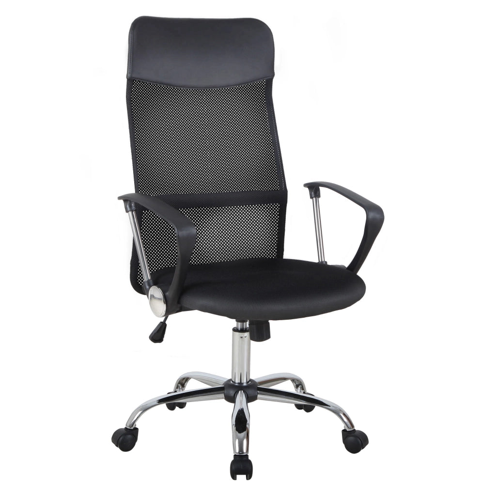 EasyComfort Sedia Ergonomica da Ufficio Girevole e Dondolo con Ruote, Altezza Regolabile e Schienale a Rete, 63x65x109-119 cm, Nero