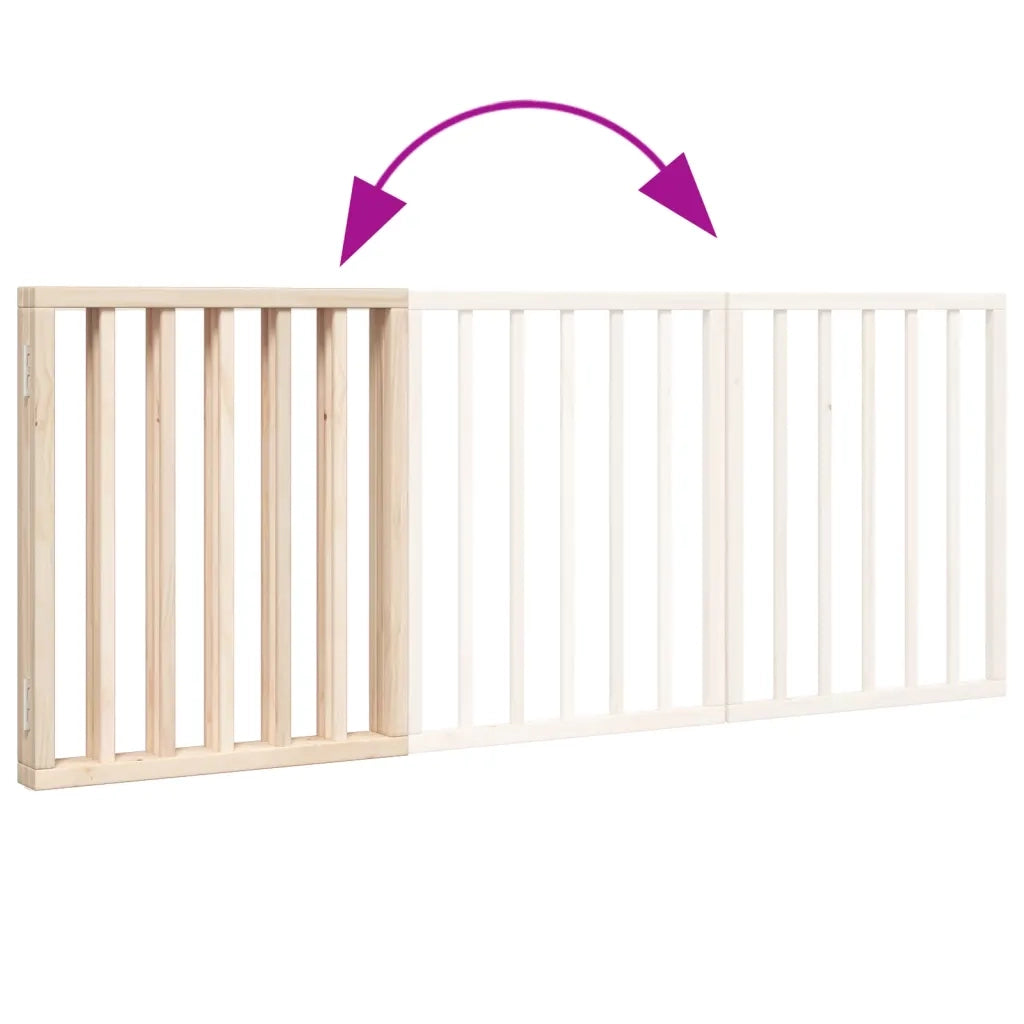 Cancelletto per cani pieghevole a 3 pannelli 150 cm in legno di pioppo 352172