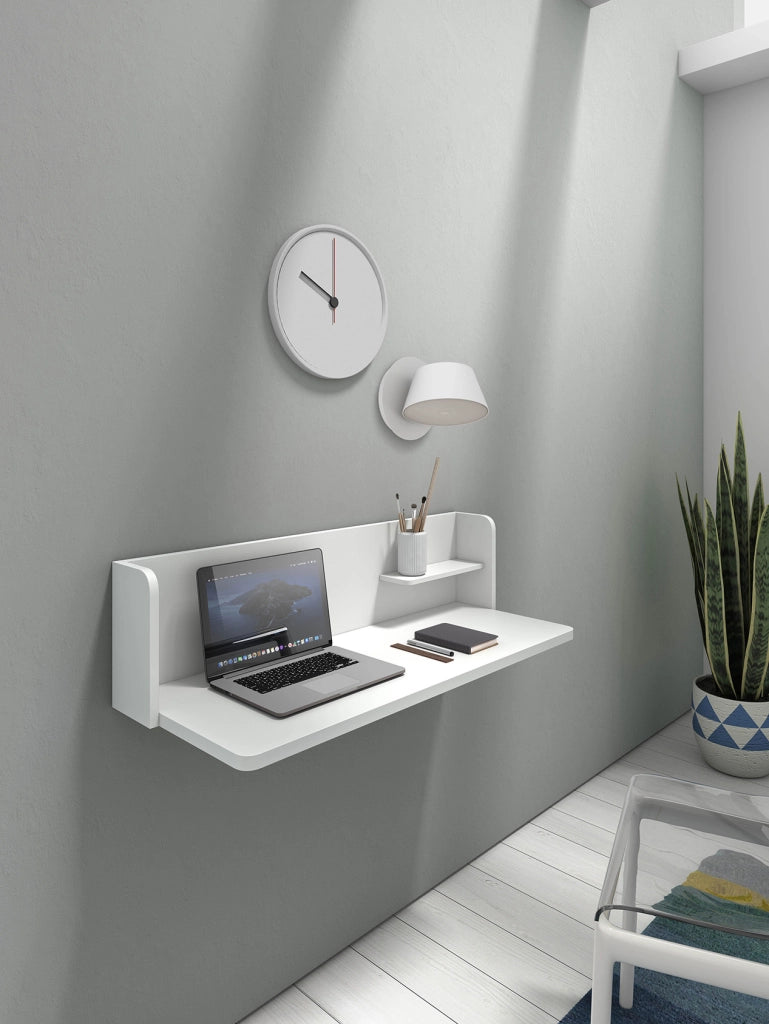 Scrivania da parete Herdasa effetto bianco 25x90x35