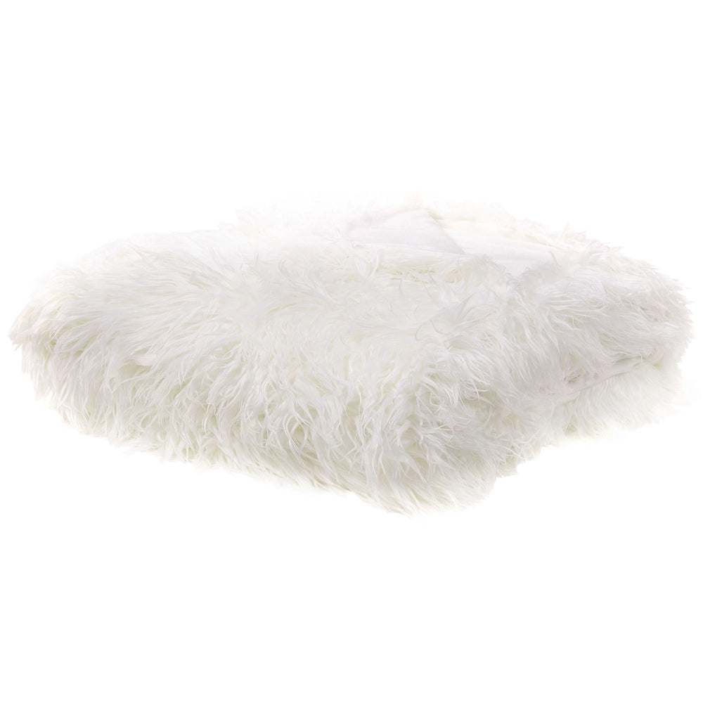 Copripiumino bianco 200 x 220 cm in pelliccia sintetica shaggy fuzzy camera da letto