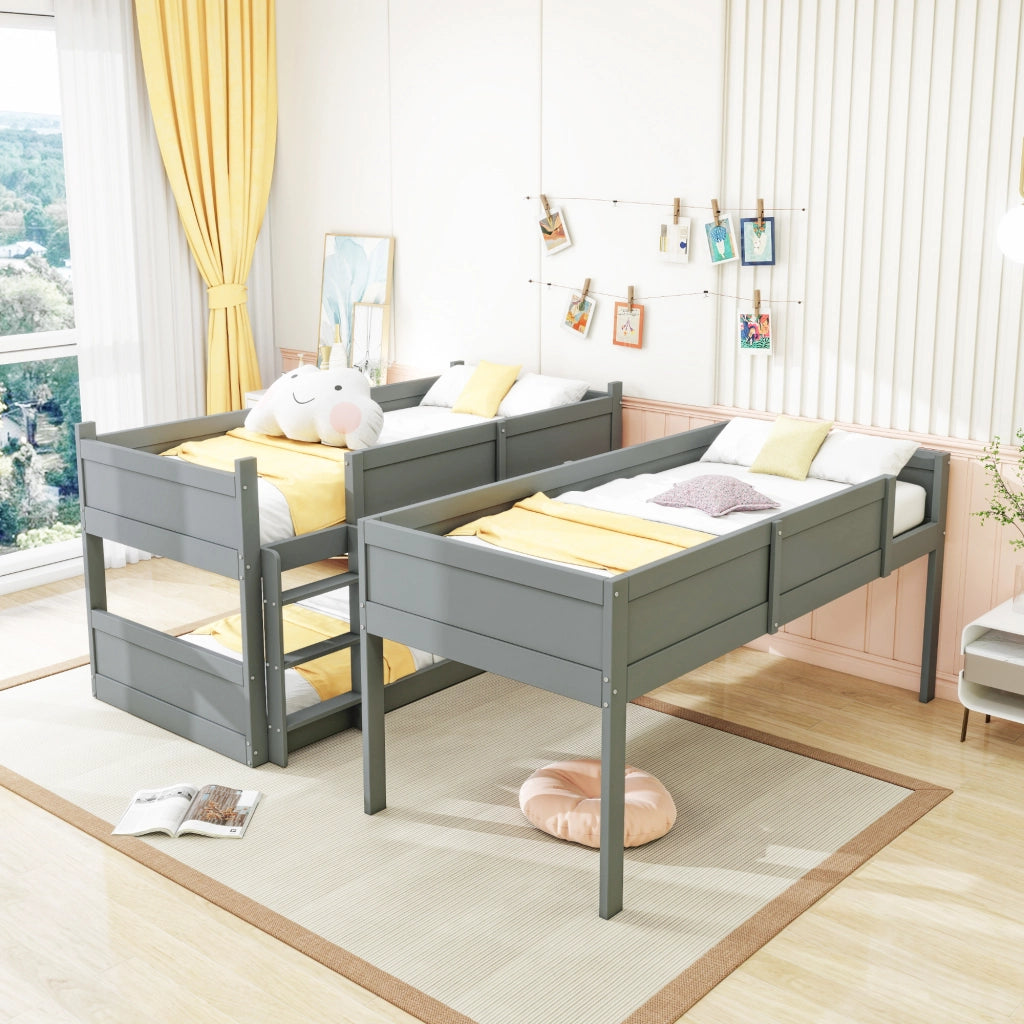 LETTO A CASTELLO TRIPLO 90 x 200 cm Grigio in legno