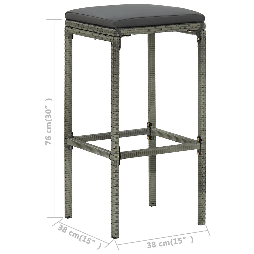 Set Bar da Giardino 5 pz con Cuscini Grigio cod mxl 43746
