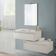 Mobile bagno sospeso 90 cm rovere bianco con base lavabo e cassetto Nadia