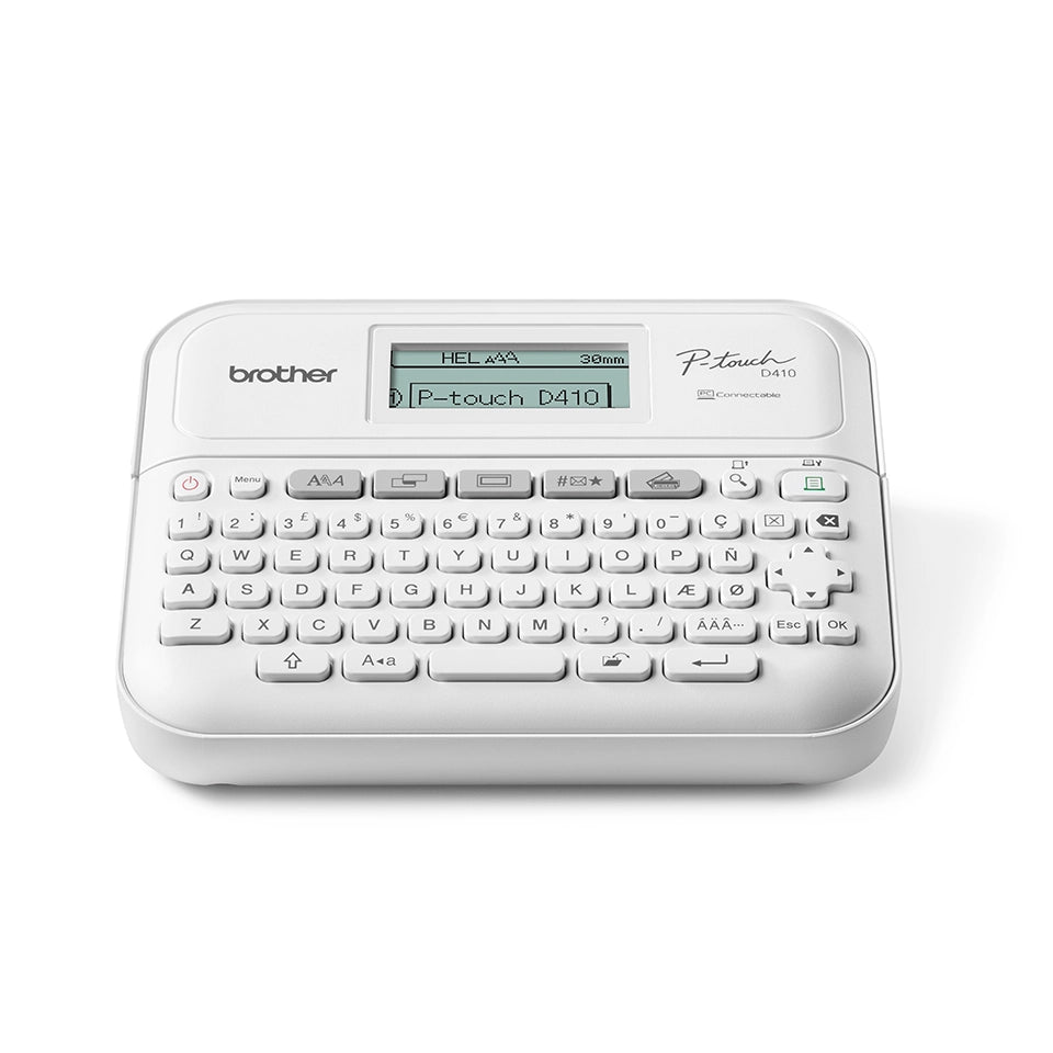 Brother pt-d410 stampante per etichette (cd) trasferimento termico 180 x 180 dpi 20 mm/s cablato tze qwerty - PTD410