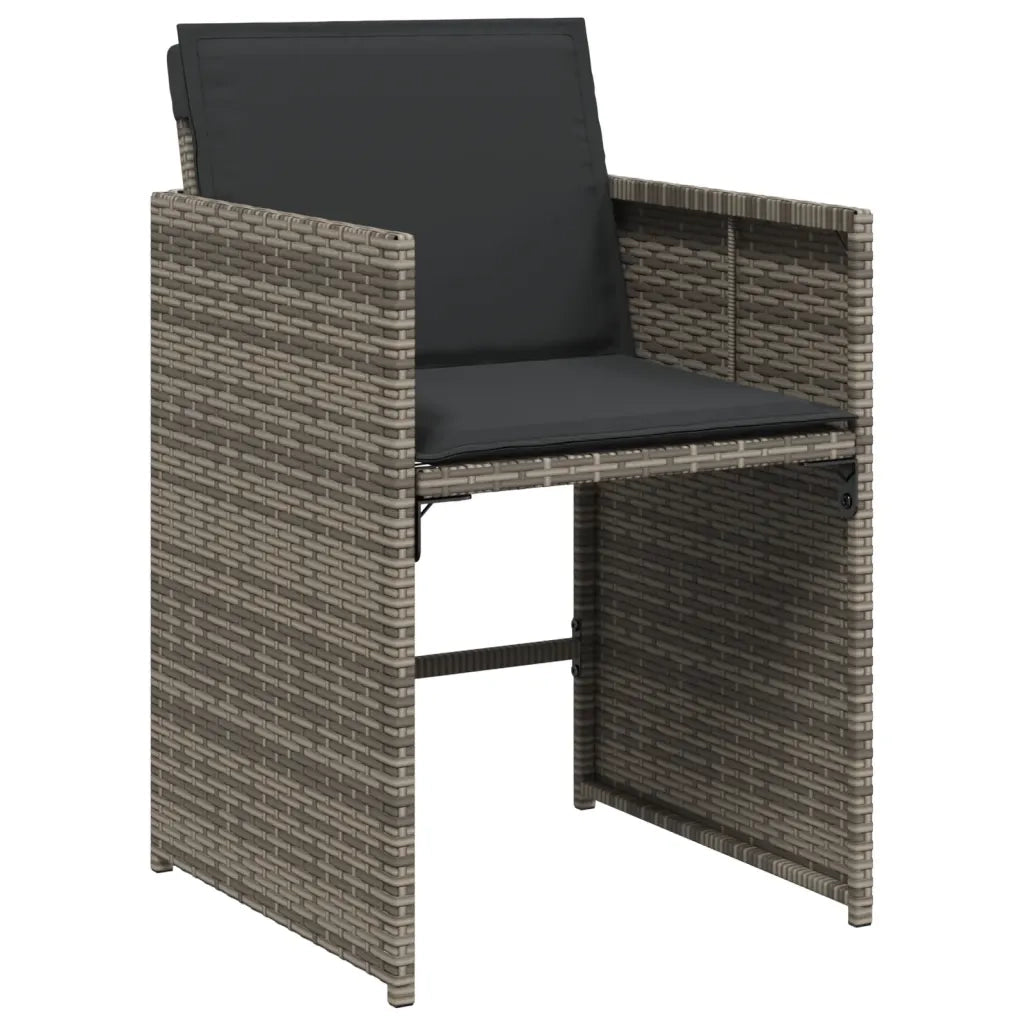 Set da Pranzo da Giardino 17pz con Cuscini Grigio in Polyrattan 3278017