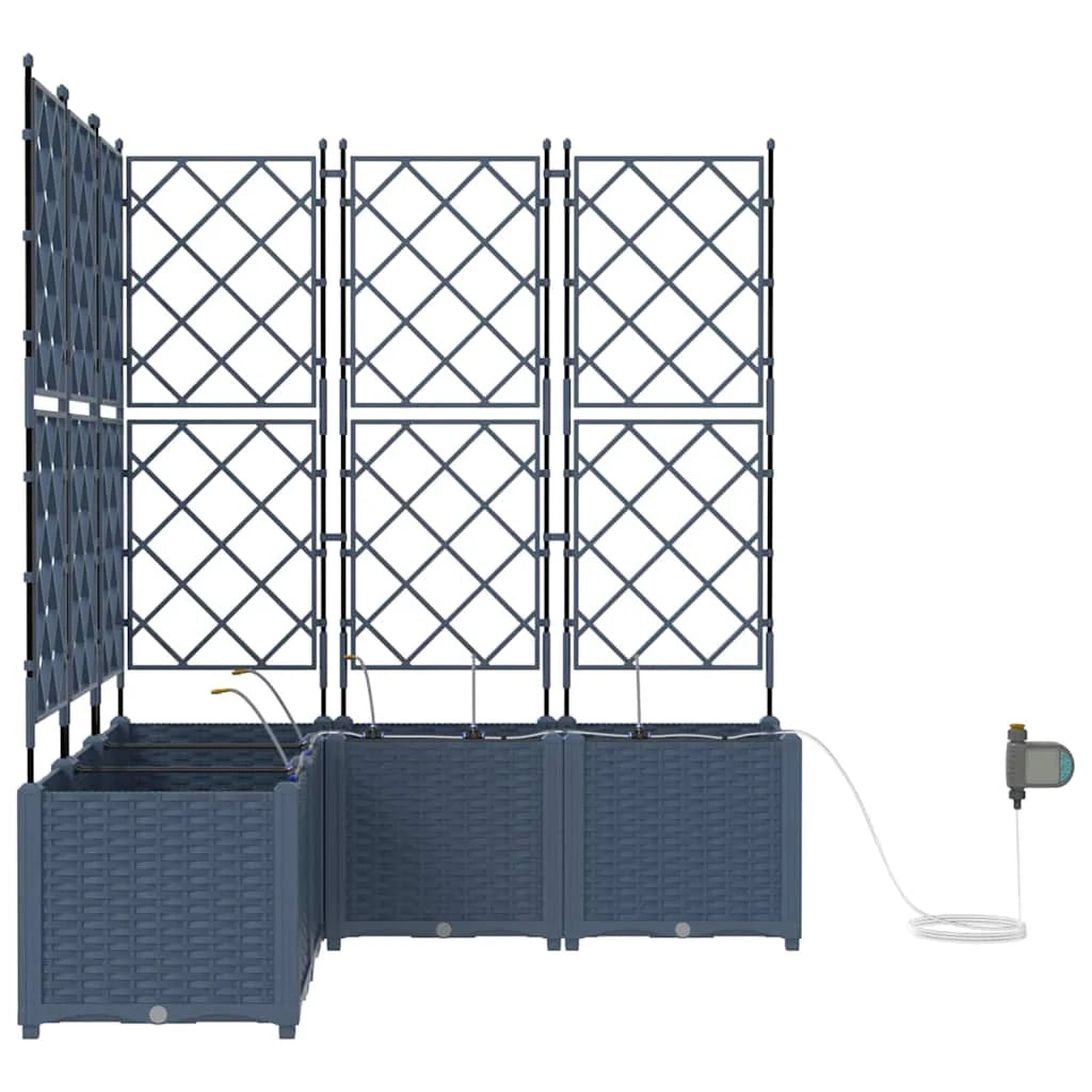 Set di 3 fioriere da giardino per esterni 80 x 80 x 143 cm resistenti moderne acciaio grigio 02_0058562