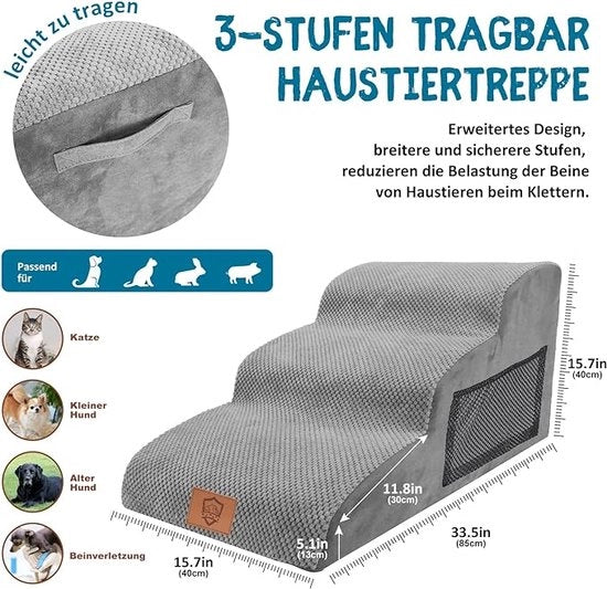 Trappola per cani per letto, bagno, lavabile, trasportabile scala per animali domestici per cuccioli e gatti 85D x 40W x 40H centimetri