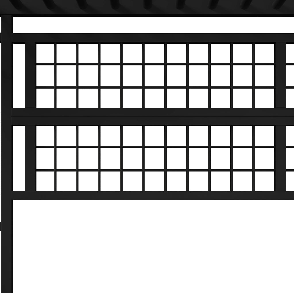 Letto a soppalco 140 x 200 cm in metallo nero con LED, ripiani e rete