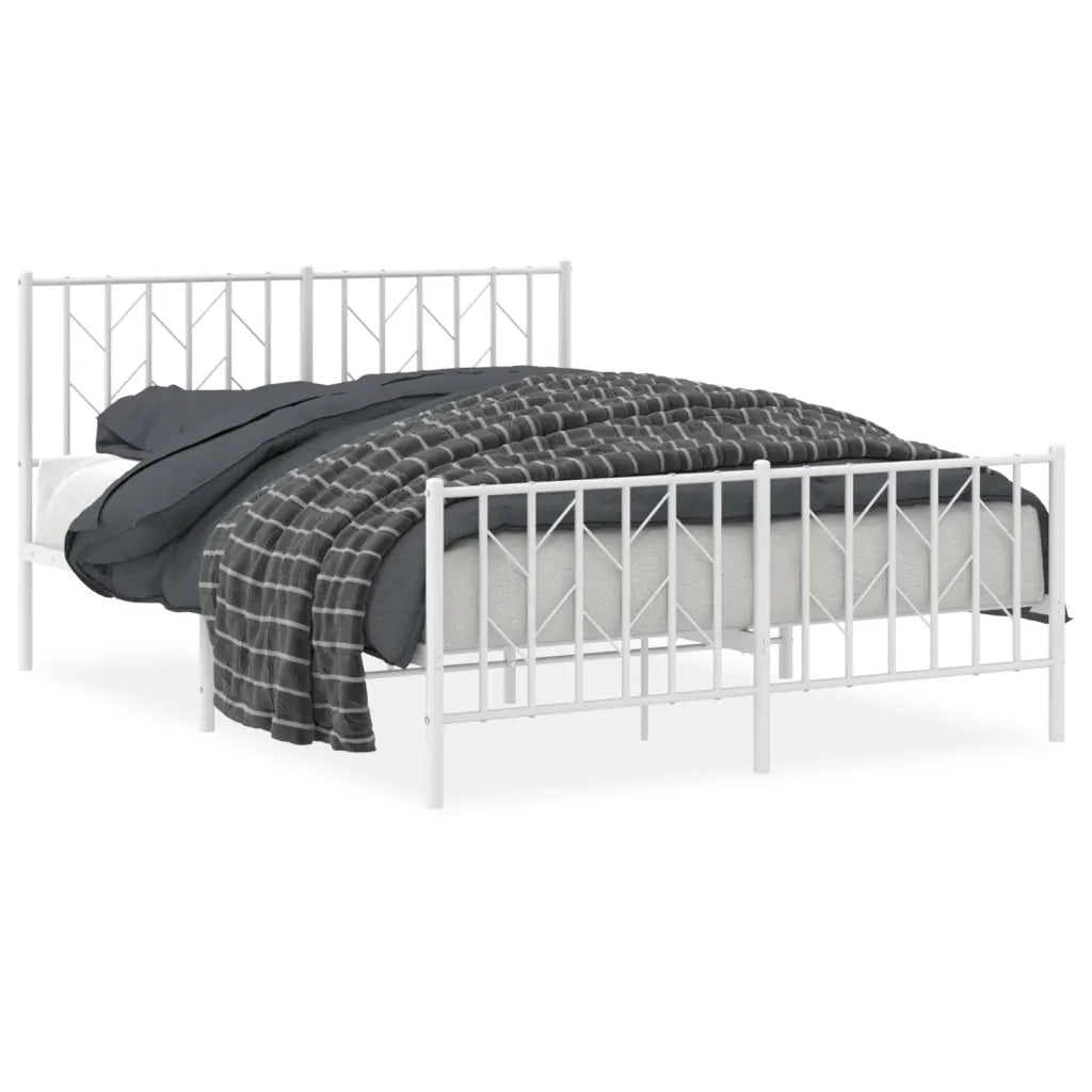 Giroletto con Testiera e Pediera-Struttura Letto Metallo Bianco 135x190 cm 531040