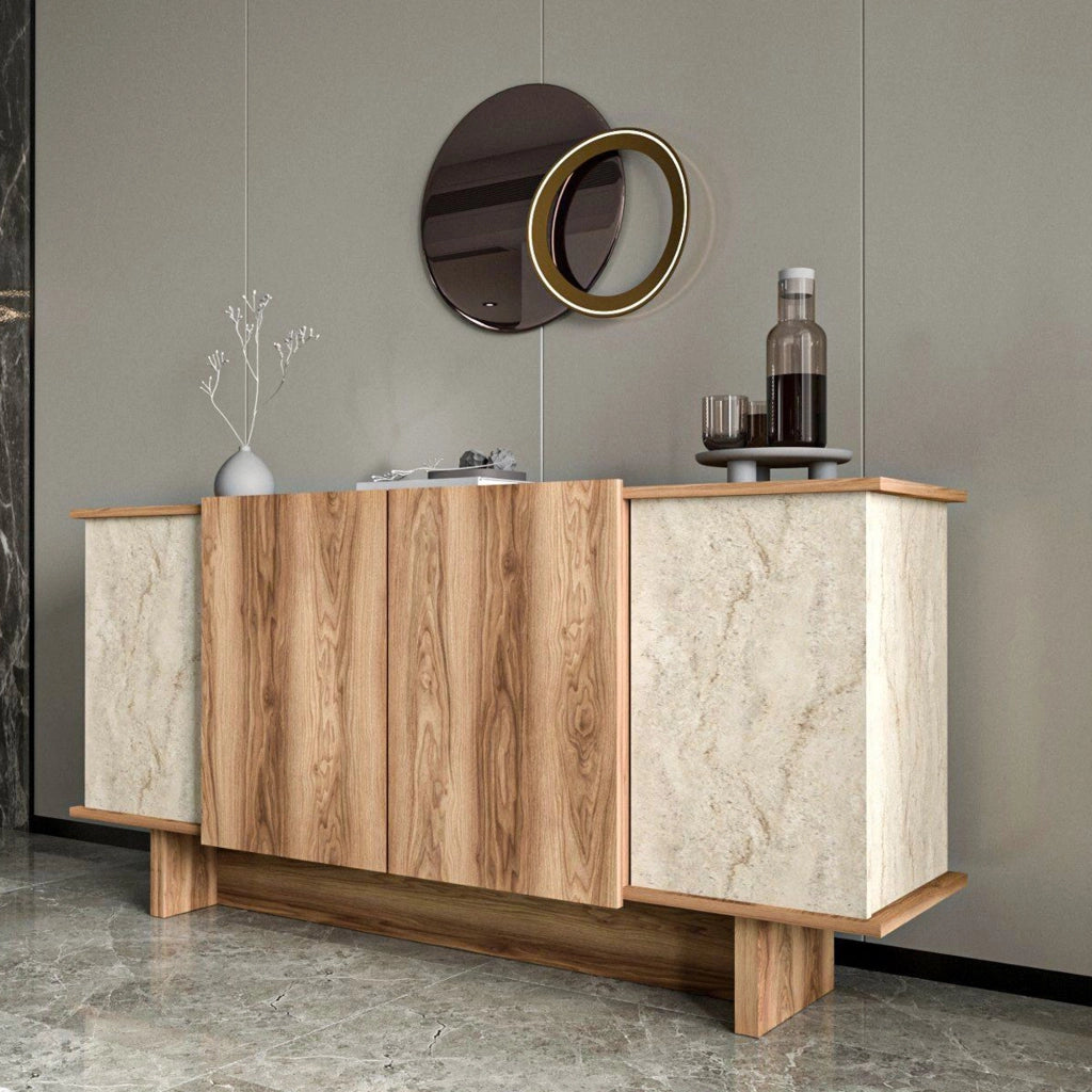 Madia Coste, Credenza 3 Ripiani, 180x40x81h cm Marrone Rovere