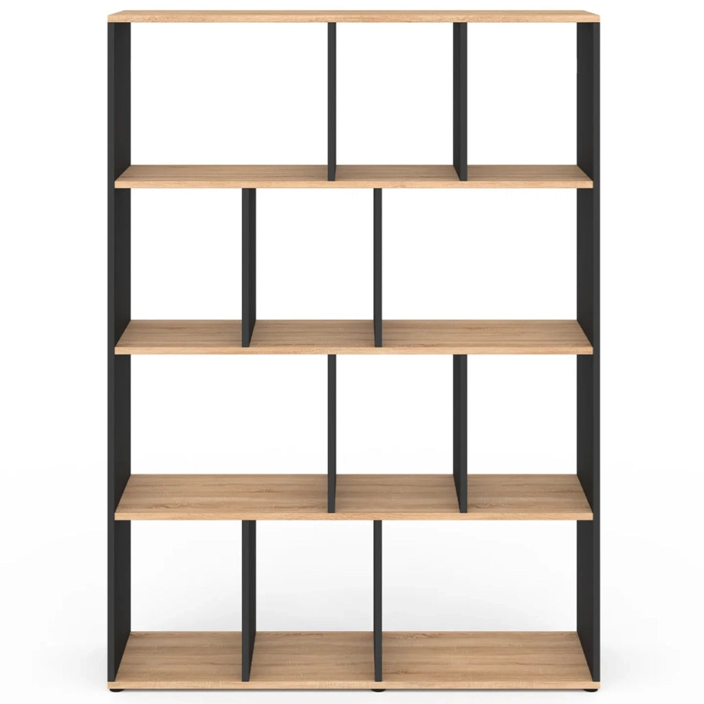IDMarket - Estantería COLETTE con XX compartimentos negros y efecto madera H.XX cm