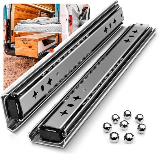 Guida Cassetto 120 kg di Carico con Piastra di Rotolamento Industriale Guida Cassetto Estensione Completa 300 350 400 450 500 550 600 650 700 750 800 850 900 950 1000 mm, Montaggio Lato 1 Pair