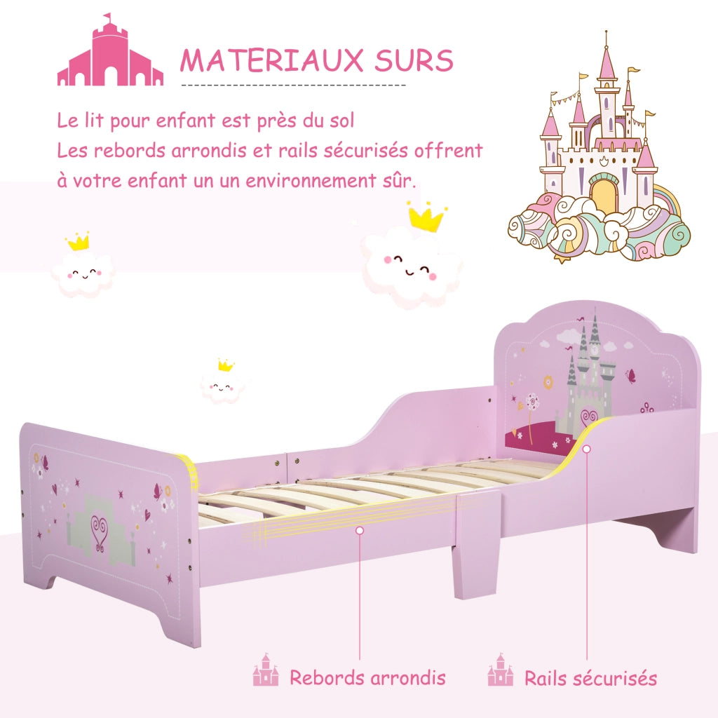 Letto Singolo Bambina con Testiera ¨C Zephmum ¨C Rosa 140x70 cm
