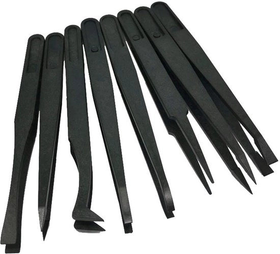 Set di 8 Pincette Antistatiche per Elettronica e Gioielli