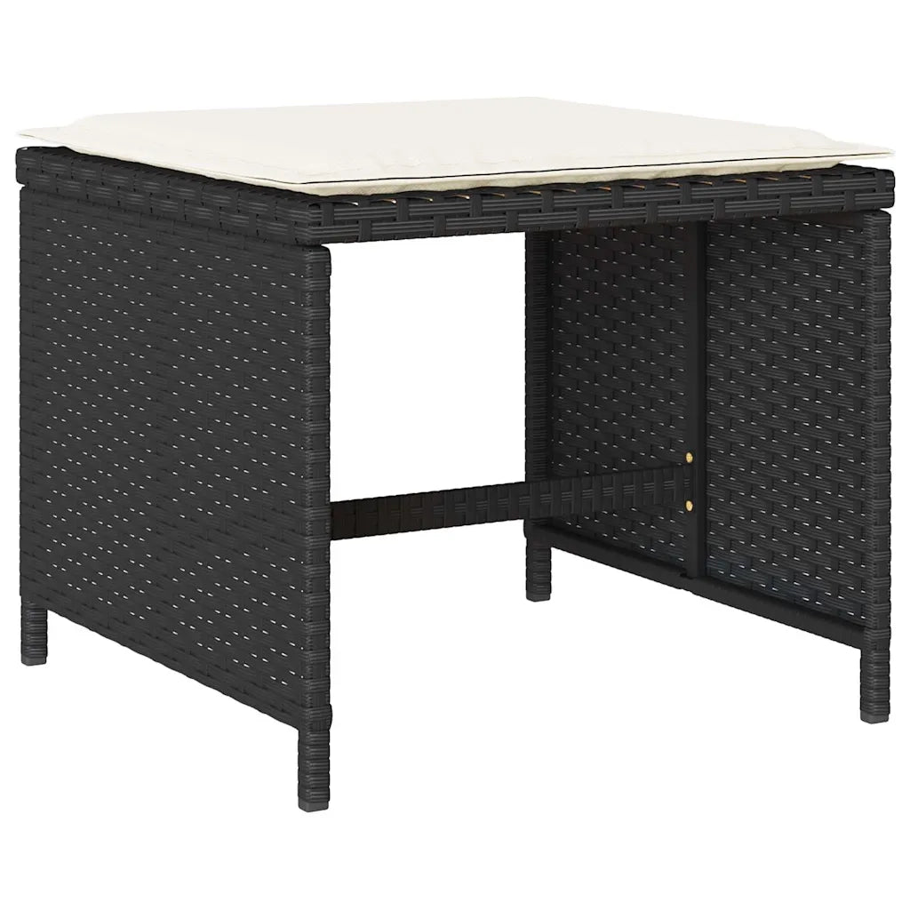 Set da Pranzo da Giardino 9 pz con Cuscini Nero in Polyrattan 3211143