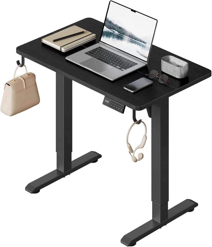 Scrivania Elettrica Regolabile in Altezza 72-118 cm, con 3 Memorie e 2 Ganci – Nero, Silenziosa, Capacità di Carico 80 kg – per Ufficio, Casa, Gaming e Studio, 80x48 cm