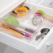 Organizzatore di cassetti per grandi cassetti in plastica - 2 cassetti - organizzatore di cassetti pratico per accessori da cucina e posate