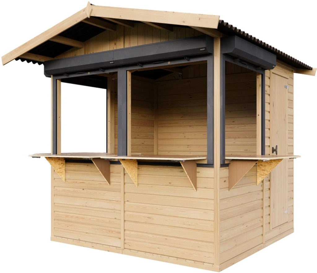 TIMBELA M149BZ Chiosco in Legno con Serrande Avvolgibili 4 m²