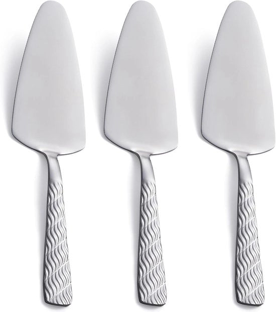 Set di 3 spatole per torta in acciaio inox con manico argentato